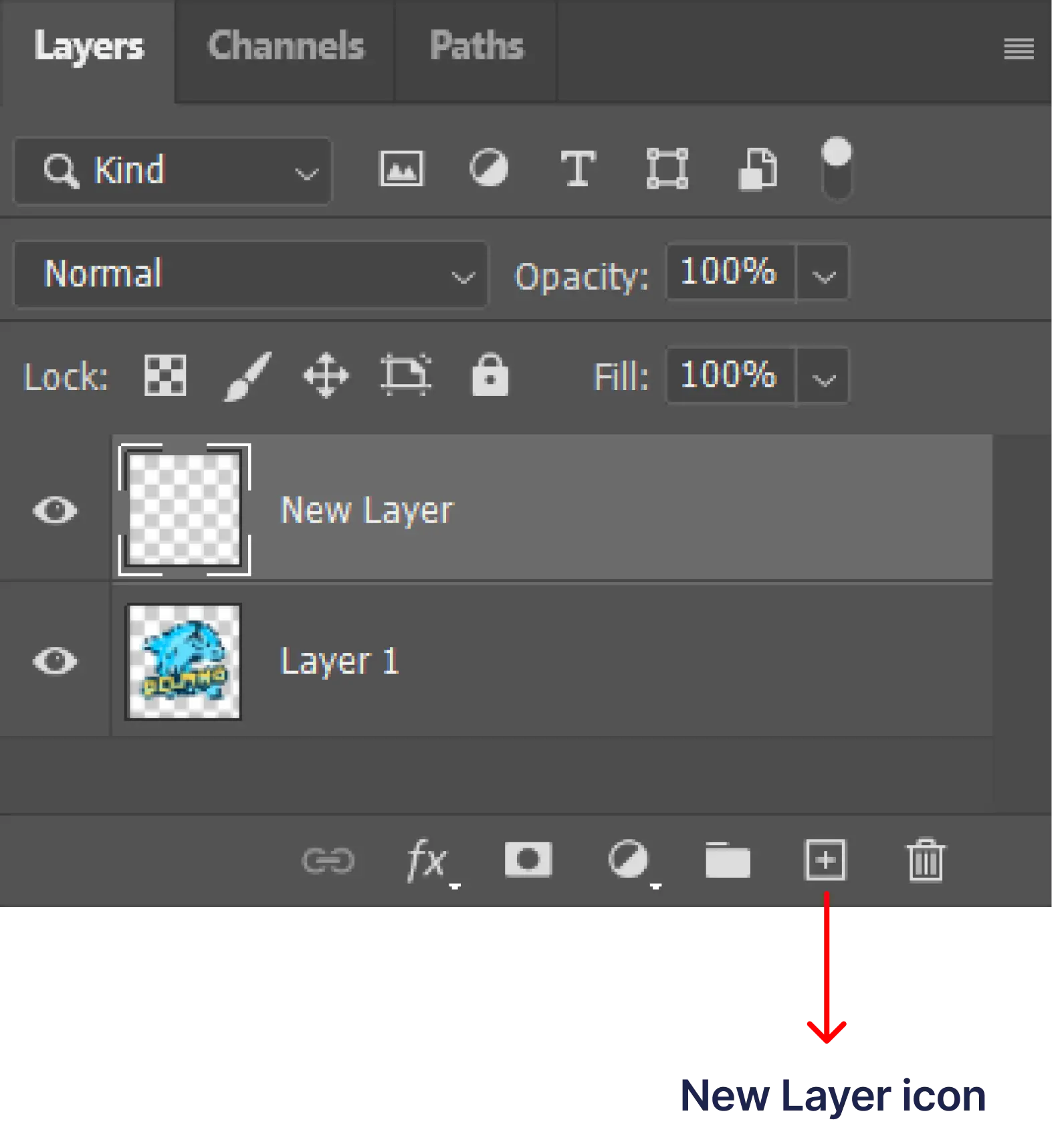 Photoshop file layers section