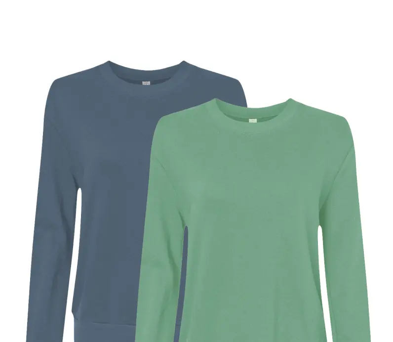 Gray and green color women's long sleeves