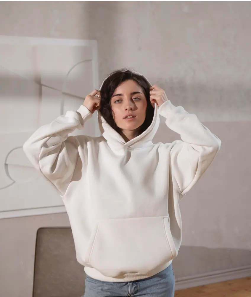 Girl in white hoodie