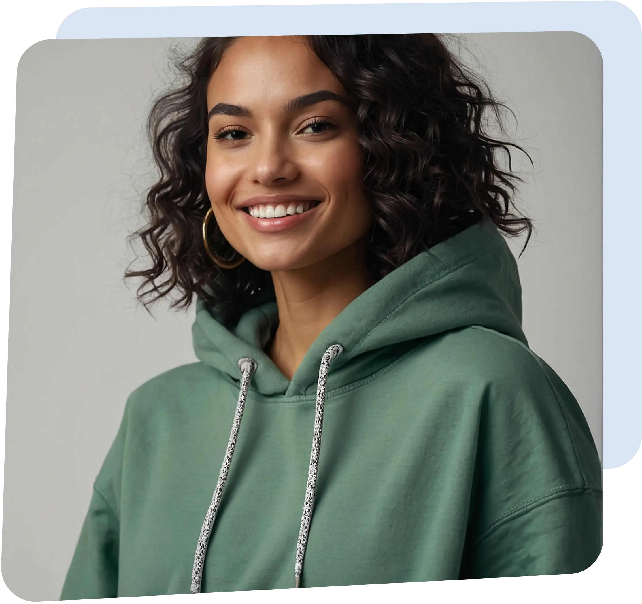 A girl wearing green hoodie