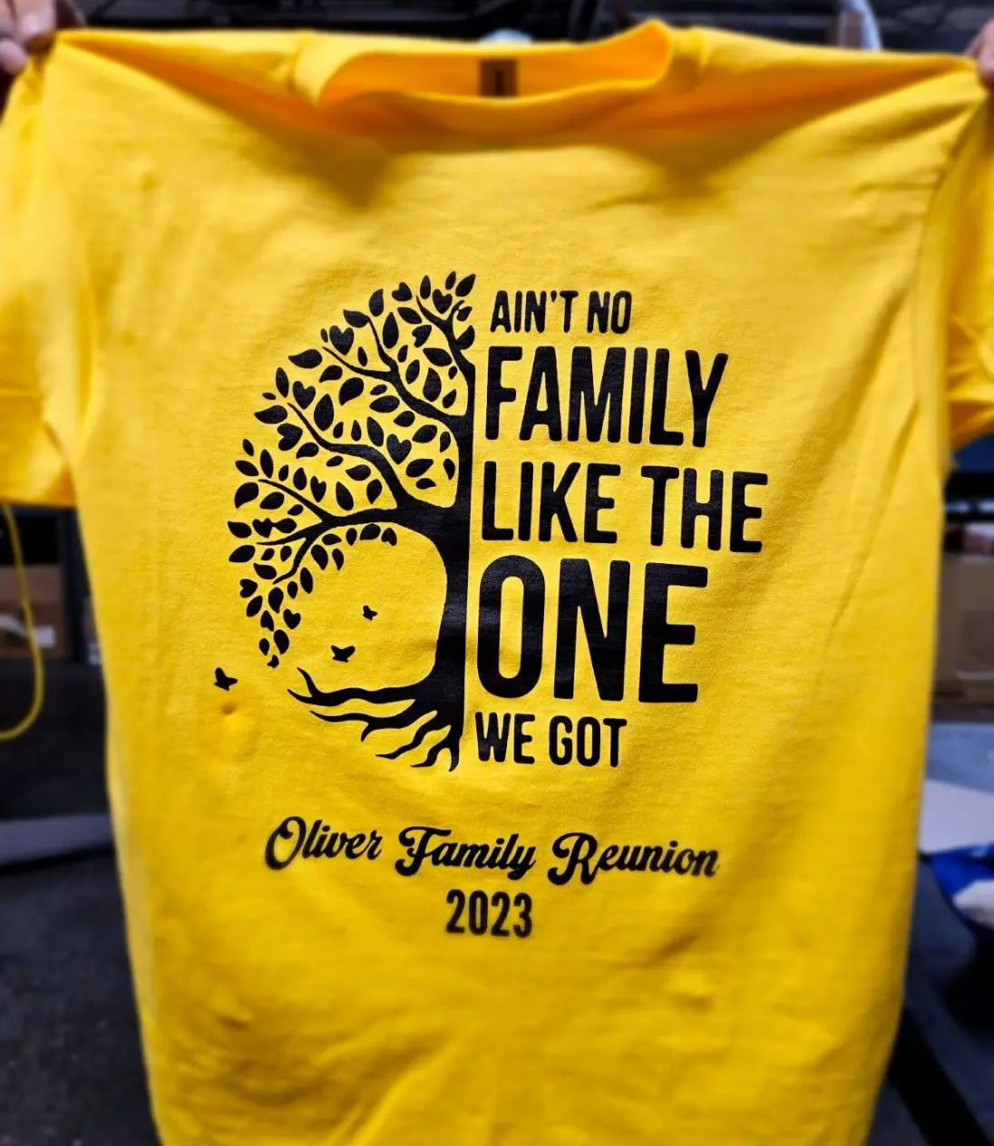 Yellow tshirt with tree print